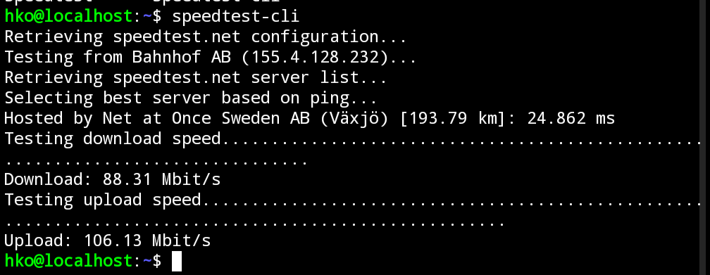 Speedtest via WiFi Results